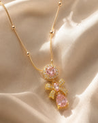 Anti Tarnish Korean Bow Crystal Gold Plated Necklace