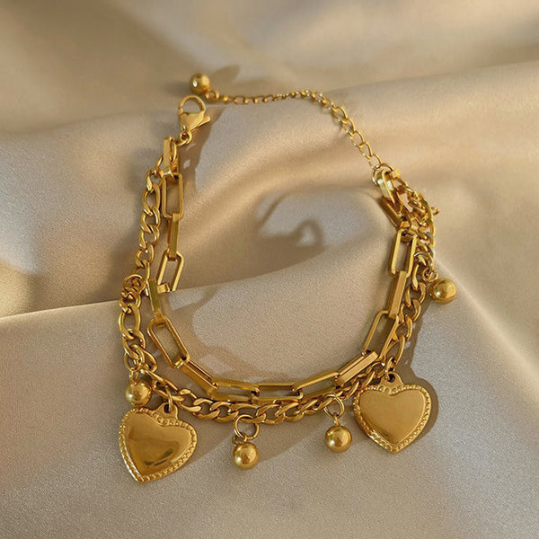 Luxn Premium Heart Charm Wrap Bracelet | Gold Plated & Anti Tarnish Finish