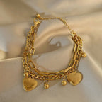 Anti-Tarnish Premium Heart Charm Wrap Gold Bracelet