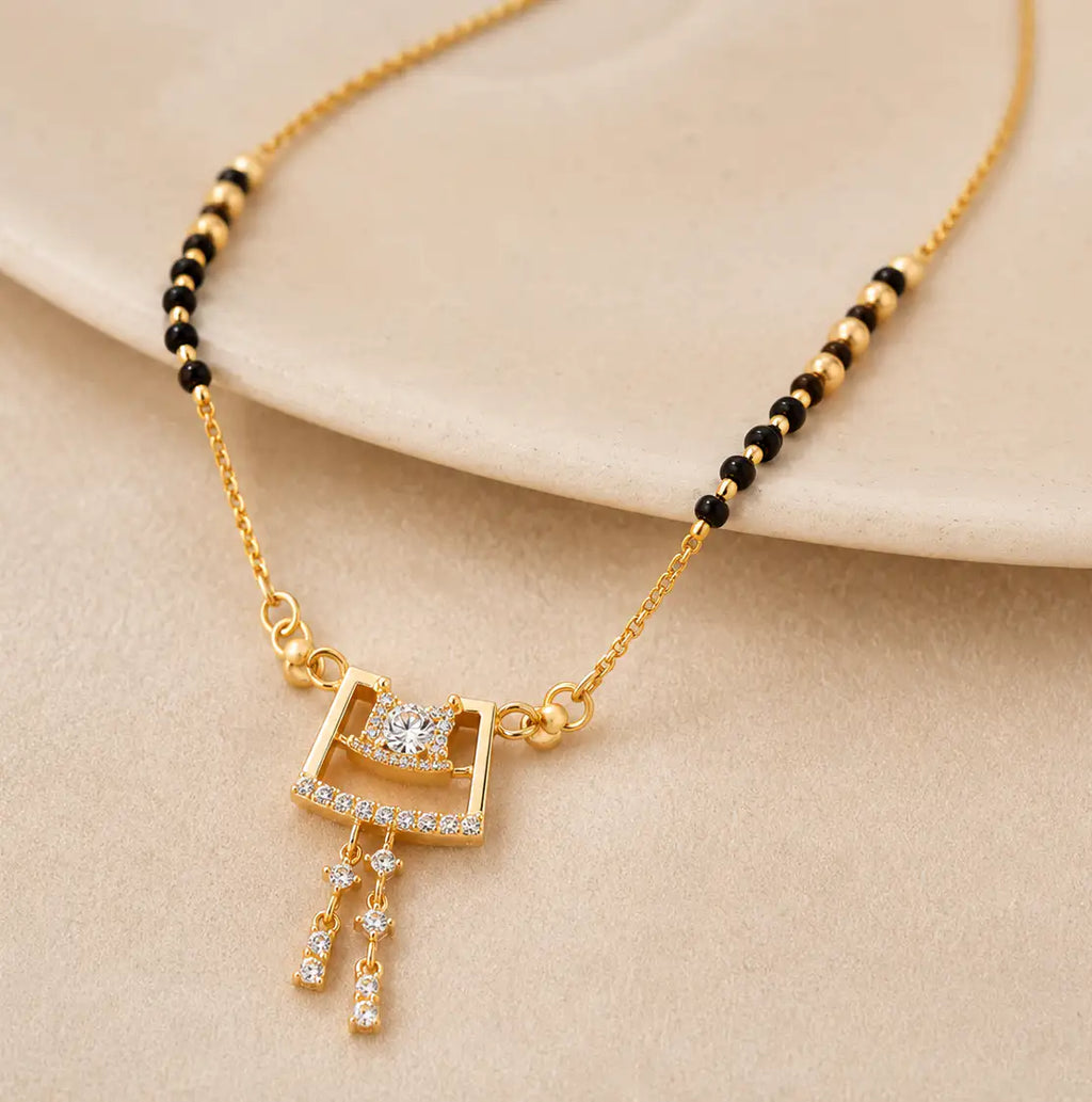 Anti-Tarnish American Diamond Geometric Hanging Mangalsutra