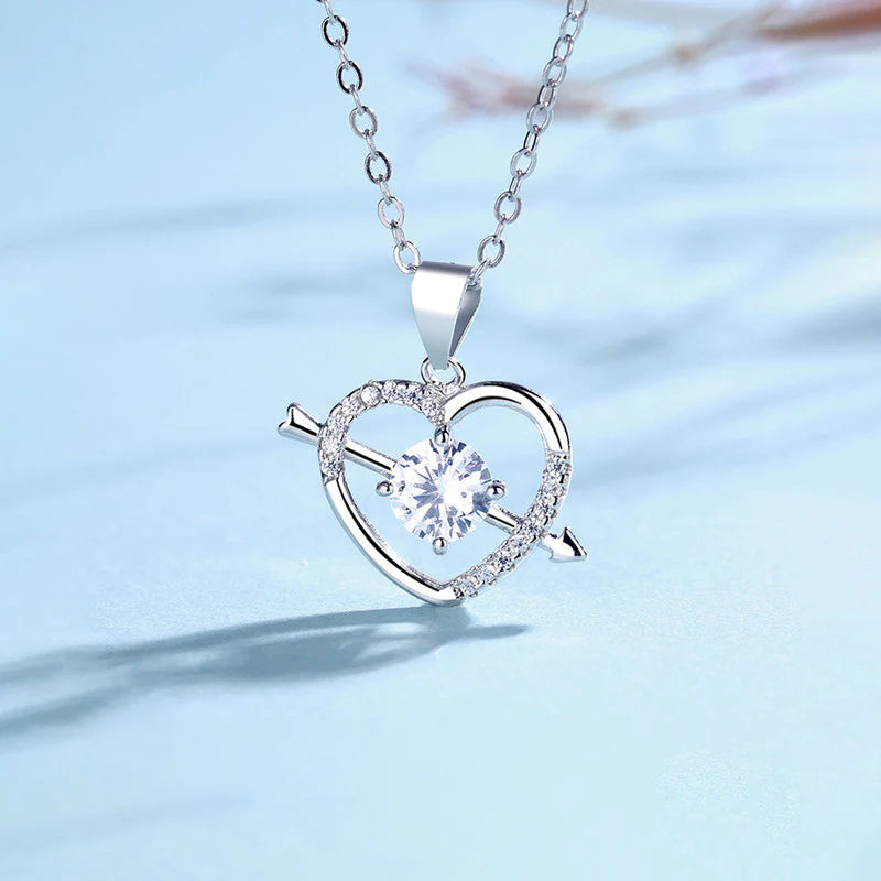 Anti-Tarnish American Diamond Studded Heart Themed Pendant