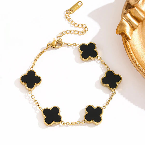 Anti Tarnish Gold Plated Clover Bracelet For Girls And Women