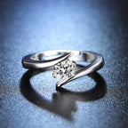 Anti Tarnish Contemporary Solitaire Silver Adjustable Finger Ring