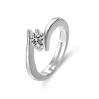 Anti Tarnish Contemporary Solitaire Silver Adjustable Finger Ring