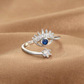 Anti Tarnish Evil Eye Themed Adjustable Silver Ring