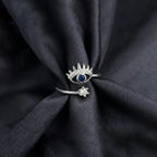Anti Tarnish Evil Eye Themed Adjustable Silver Ring
