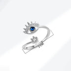Anti Tarnish Evil Eye Themed Adjustable Silver Ring