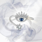Anti Tarnish Evil Eye Themed Adjustable Silver Ring