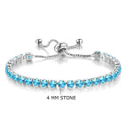 Anti Tarnish Round Cut Cubic Zirconia Blue Matrix Tennis Bracelet