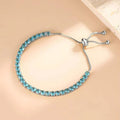 Anti Tarnish Round Cut Cubic Zirconia Blue Matrix Tennis Bracelet