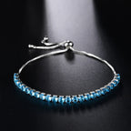 Anti Tarnish Round Cut Cubic Zirconia Blue Matrix Tennis Bracelet