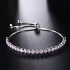Anti Tarnish Round Cut Cubic Zirconia Pink Matrix Tennis Bracelet