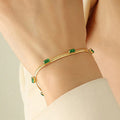 Luxn Anti Tarnish Gold Plated Snake Chain Green Emerald Studded Bracelet
