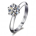 Anti Tarnish Solitaire Adjustable Silver Finger Ring