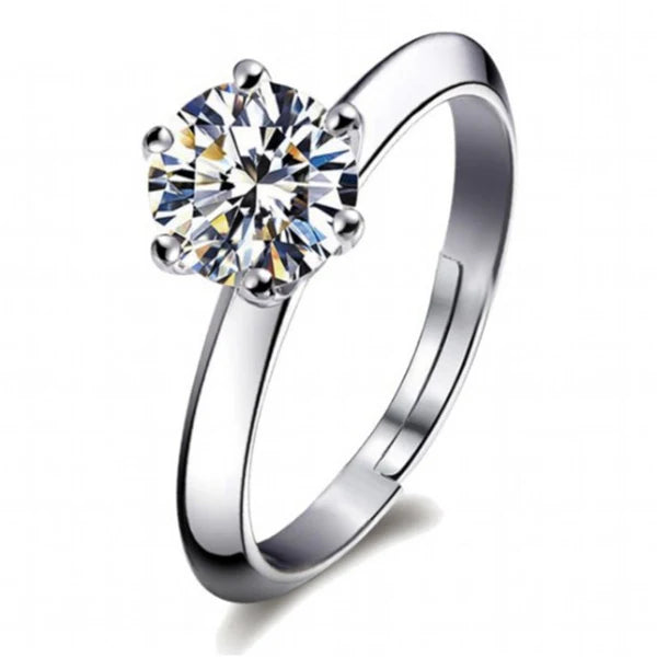 Anti Tarnish Solitaire Adjustable Silver Finger Ring