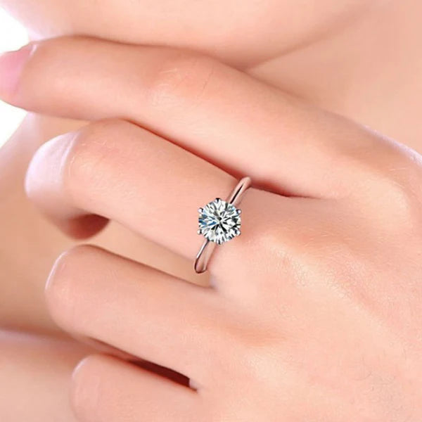 Anti Tarnish Solitaire Adjustable Silver Finger Ring
