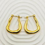 Anti Tarnish Abstract Wavy Hoop Gold Plated Earrings