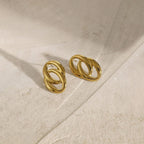 Anti Tarnish Contemporary Drop Gold Plated Earrings