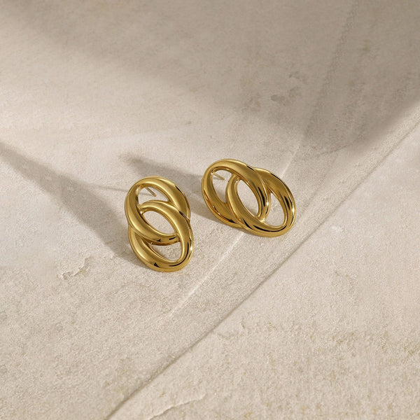 Anti Tarnish Contemporary Drop Gold Plated Earrings