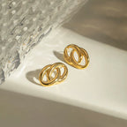 Anti Tarnish Contemporary Drop Gold Plated Earrings