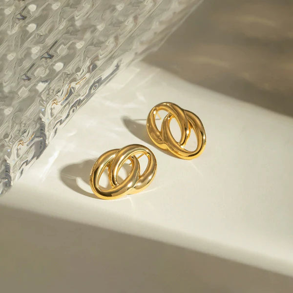 Anti Tarnish Contemporary Drop Gold Plated Earrings