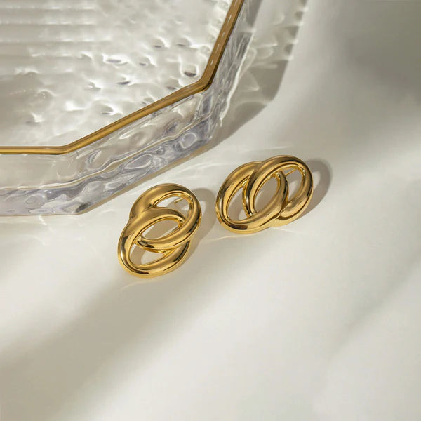 Anti Tarnish Contemporary Drop Gold Plated Earrings