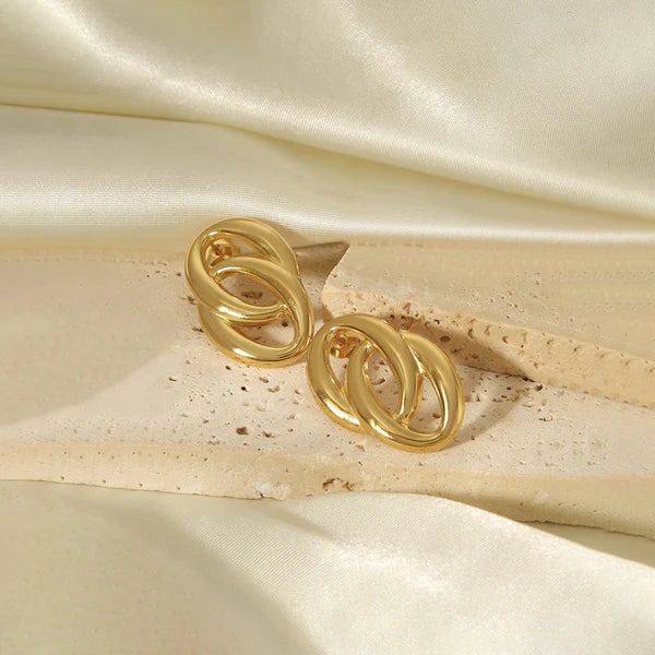 Anti Tarnish Contemporary Drop Gold Plated Earrings
