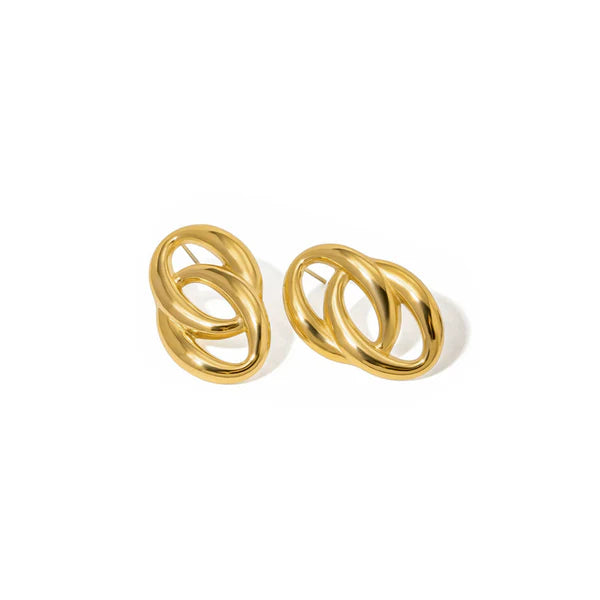 Anti Tarnish Contemporary Drop Gold Plated Earrings