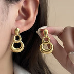 Anti Tarnish Double Hoop Teardrop Gold Plated Earrings