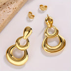 Anti Tarnish Double Hoop Teardrop Gold Plated Earrings