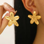 Anti Tarnish Floral Drop Gold Plated Earrings
