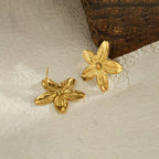 Anti Tarnish Floral Drop Gold Plated Earrings