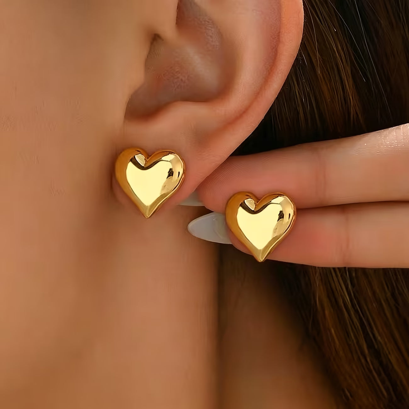Anti Tarnish Heart Shaped Gold Plated Earrings