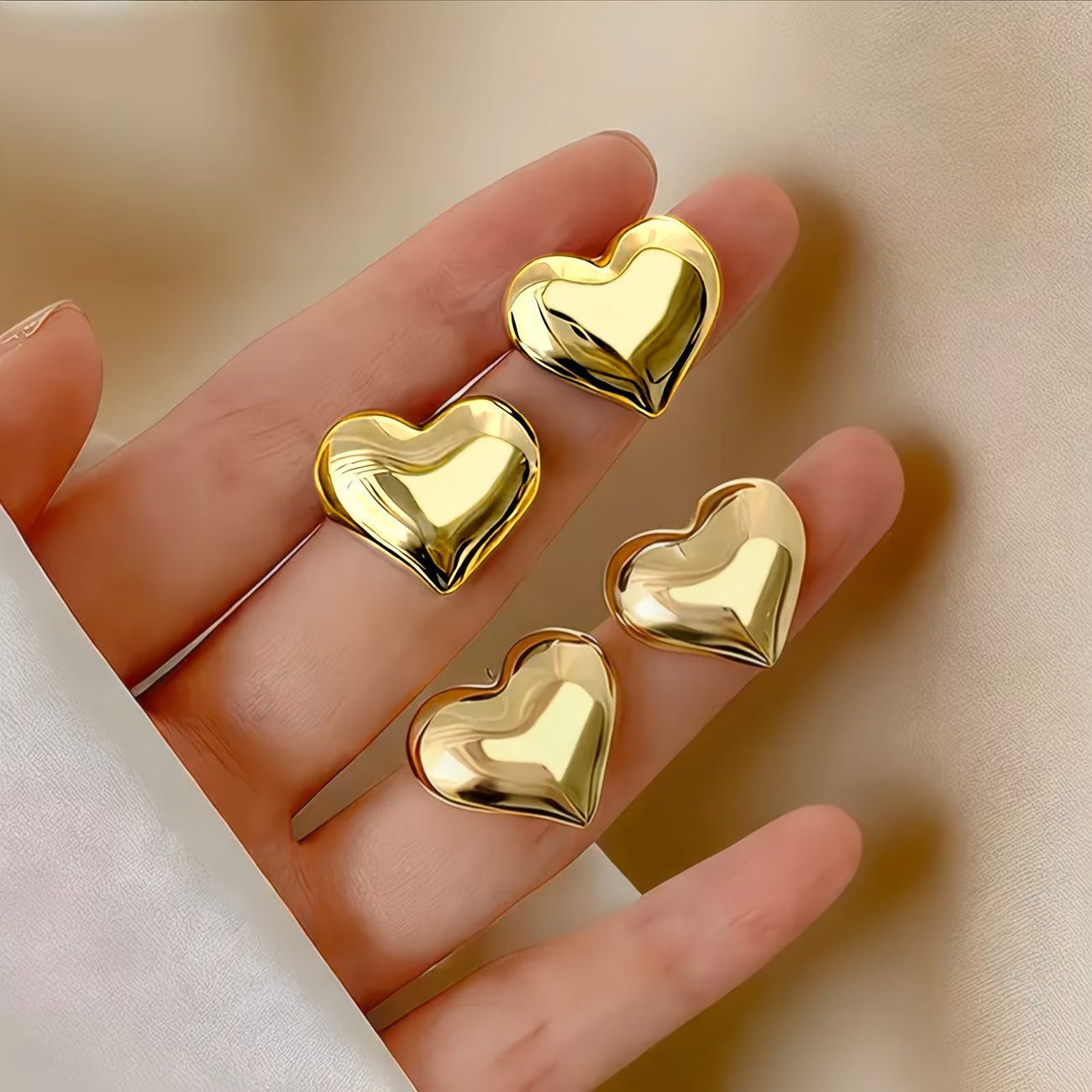 Anti Tarnish Heart Shaped Gold Plated Earrings