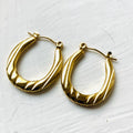 Anti Tarnish Oblong Hoop Gold Plated Earrings