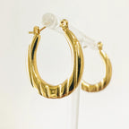 Anti Tarnish Oblong Hoop Gold Plated Earrings