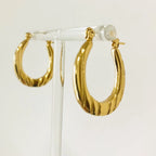 Anti Tarnish Oblong Hoop Gold Plated Earrings