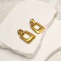 Anti Tarnish Oval Hollow Gold Plated Earrings