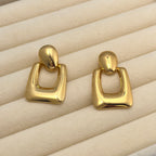 Anti Tarnish Oval Hollow Gold Plated Earrings