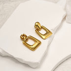 Anti Tarnish Oval Hollow Gold Plated Earrings