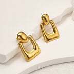 Anti Tarnish Oval Hollow Gold Plated Earrings