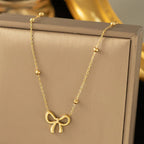Anti-Tarnish Infinity Bow Gold Pendant