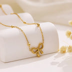 Anti-Tarnish Infinity Bow Gold Pendant