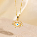 Anti-Tarnish Evil Eye American Diamond Gold Pendant