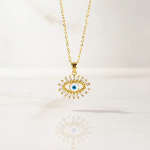 Luxn Gold Plated American Diamond Studded Evil Eye Themed Pendant