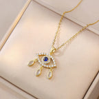Anti-Tarnish Evil Eye American Diamond Gold Pendant