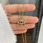 Anti-Tarnish Evil Eye American Diamond Gold Pendant