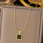 Anti-Tarnish Black Geometric Gold Pendant