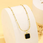 Anti-Tarnish Black Geometric Gold Pendant