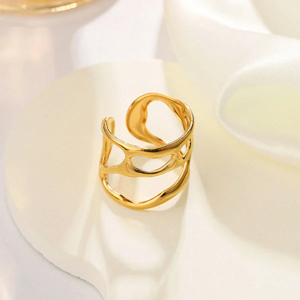 Luxn Gold Plated Anti Tarnish Contemporary Adjustable Finger Ring